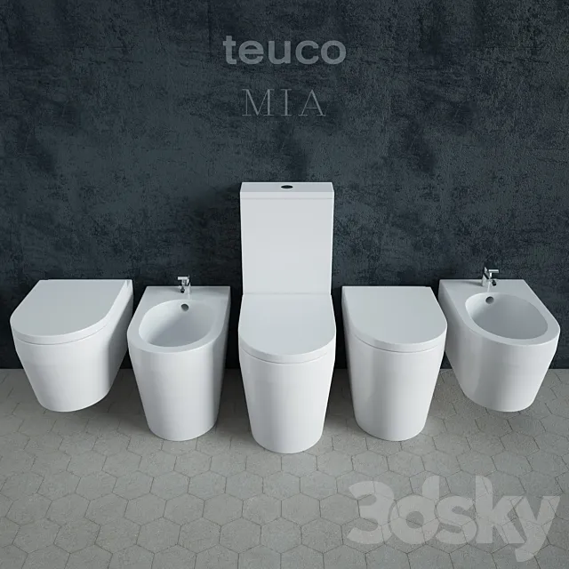 Toilet and bidet Teuco Mia 3DModel Toilet and bidet Teuco Mia 3DModel