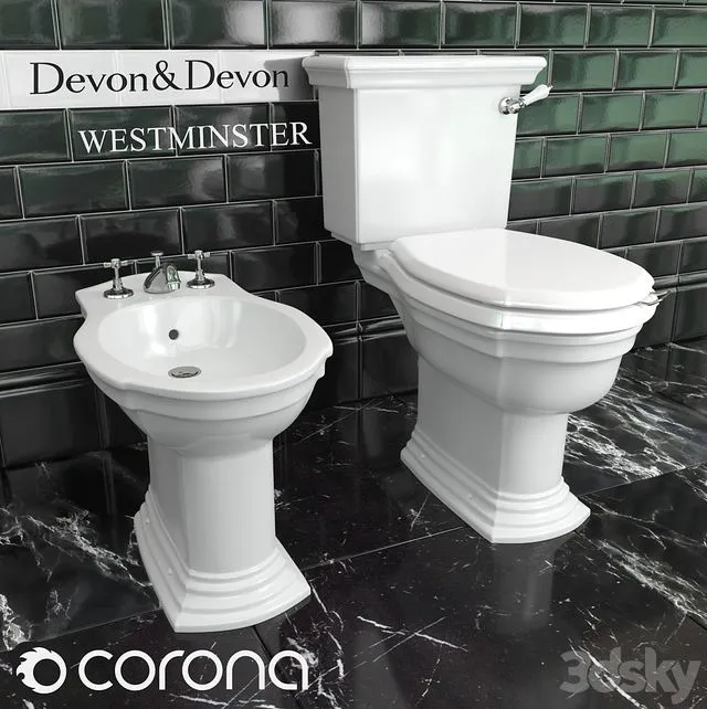 Toilet bowl and bidet Devon & Devon Westminster 3D Model