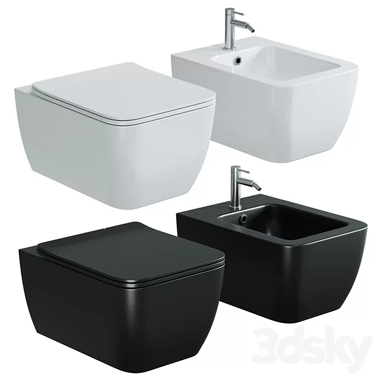 Toilet bowl WellWant Tesoro WWU01111W suspended with seat Microlift 3D Model Free Download Toilet bowl WellWant Tesoro WWU01111W suspended with seat Microlift 3D Model Free Download