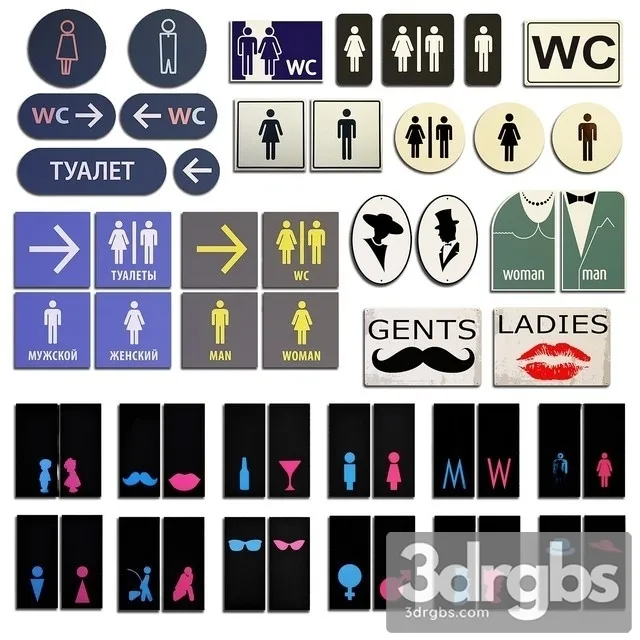 Toilet Sign 3D Model Download