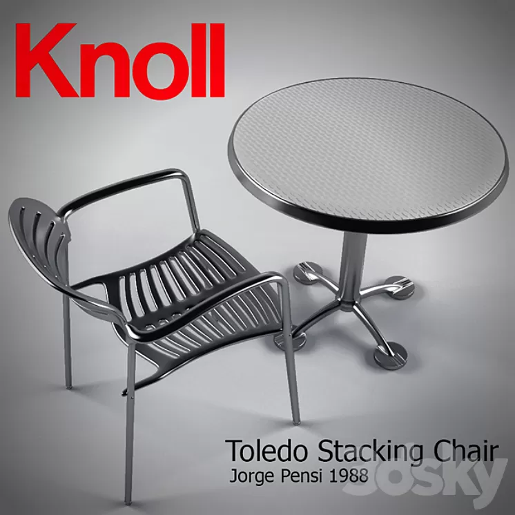 Toledo Stacking Chair and Pensi Table 3D Model Toledo Stacking Chair and Pensi Table 3D Model