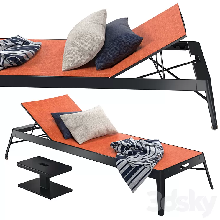Tolix Azur Sun Lounger + Side Table 3D Model Tolix Azur Sun Lounger + Side Table 3D Model