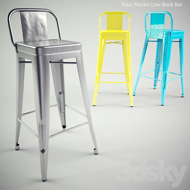 Tolix Marais Low Back Bar 3DModel Tolix Marais Low Back Bar 3DModel