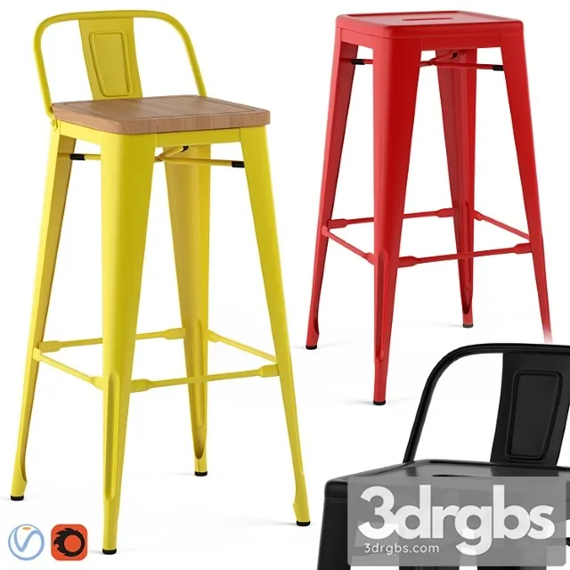 Tolix stools 2 3D Model Download Tolix stools 2 3D Model Download
