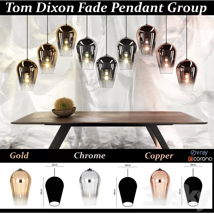 TOM DIXON FADE PENDANT LAMP 3D Model TOM DIXON FADE PENDANT LAMP 3D Model