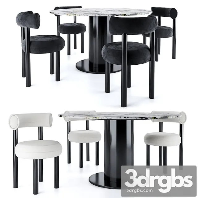 Tom dixon fat dining chair & tube wide dining table 2 3D Model Download
