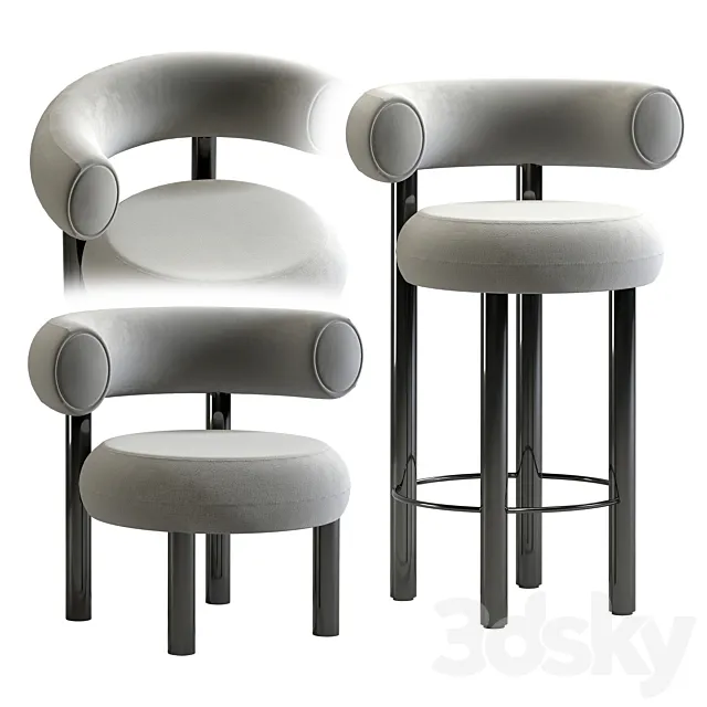 Tom Dixon Fat Lounge & Stool bar chair 3D Model
