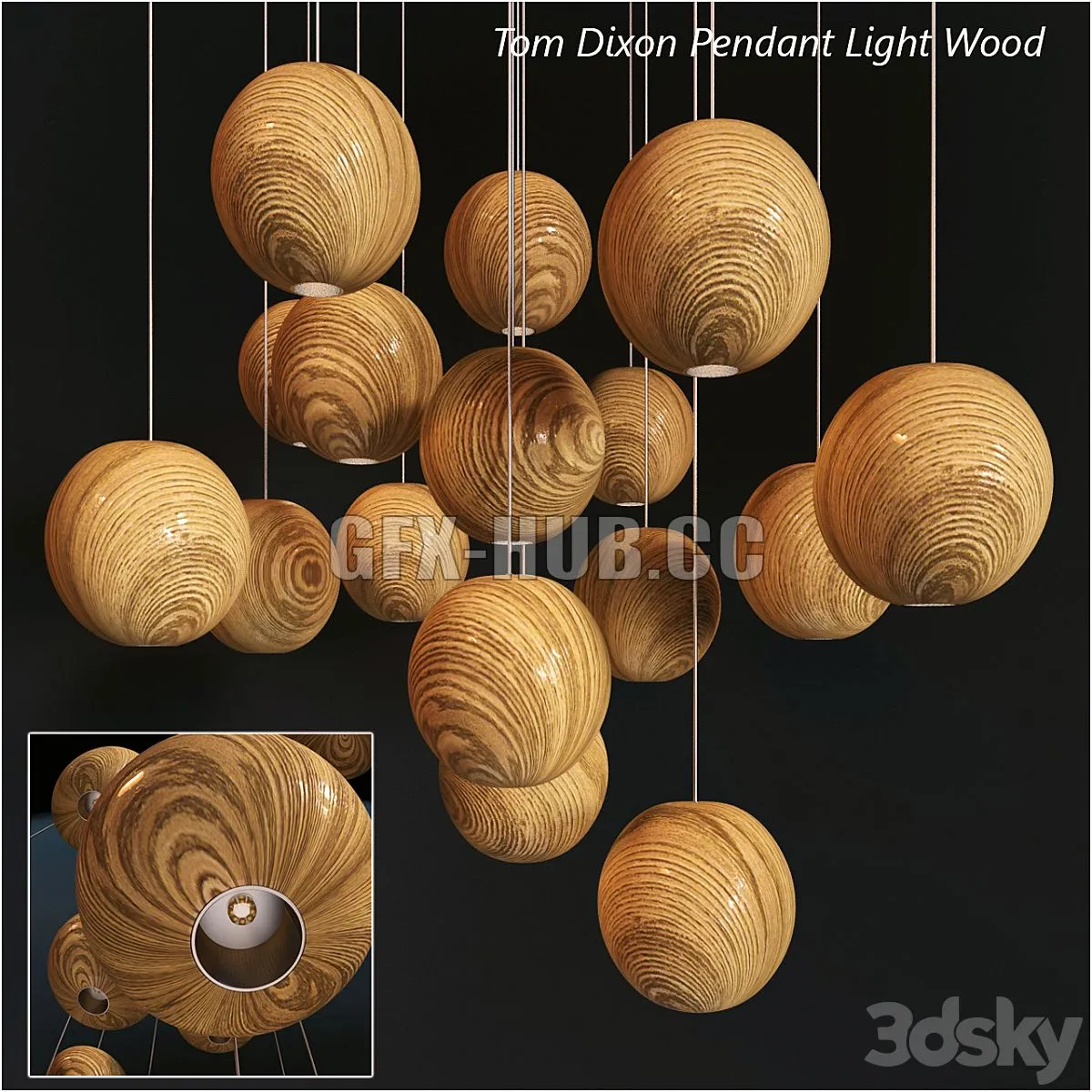 Tom Dixon Pendant Wood Light 3D Model Tom Dixon Pendant Wood Light 3D Model