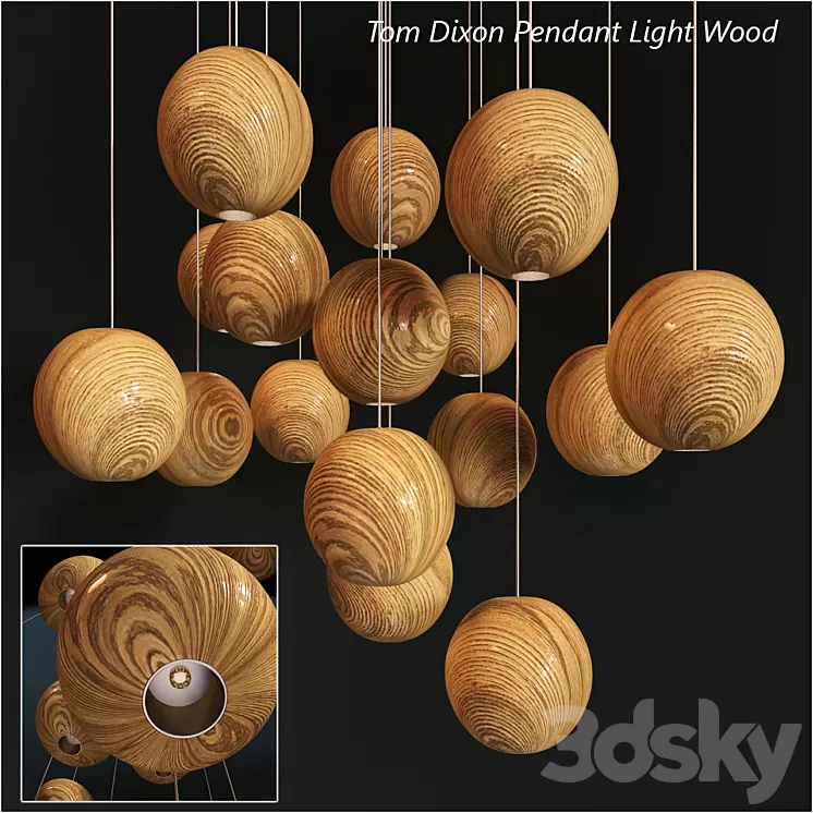 Tom Dixon Pendant Wood Light 3D Model Tom Dixon Pendant Wood Light 3D Model