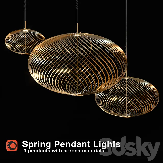 Tom Dixon Spring Pendants 3D Model Tom Dixon Spring Pendants 3D Model