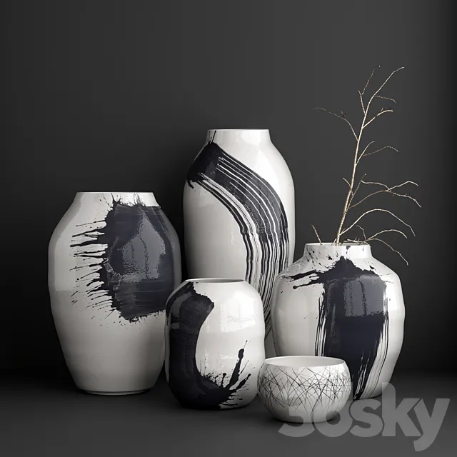 Tom Kemp’s vases set 3D Model