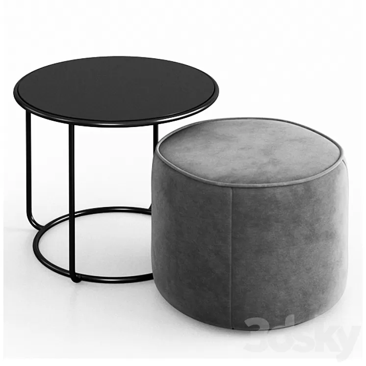 Tom pouf & side table 3D Model Tom pouf & side table 3D Model