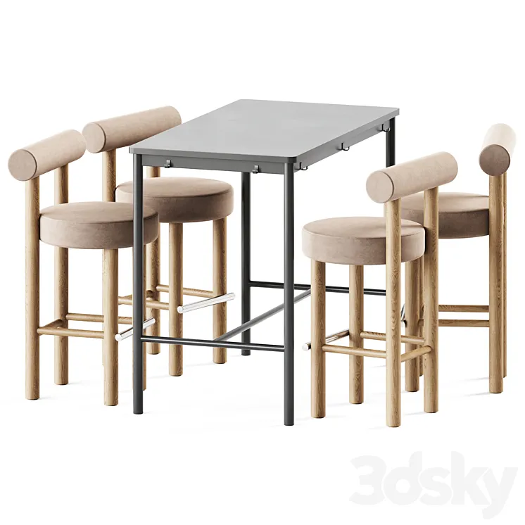 Tommaryd table by Ikea and Counter Bar Gropius CS2 by Noom 3D Model Free Download