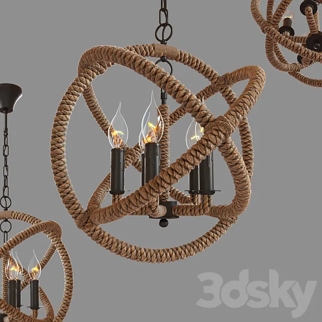 Tomshine Pendant Lights rope 5 \ Rope LOFT1194-5 3D Model