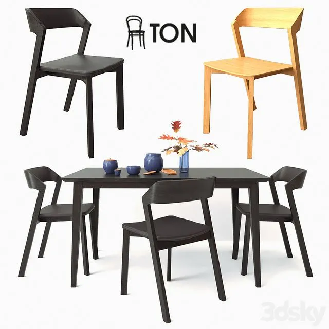 TON merano chair and jutland table 3D Model
