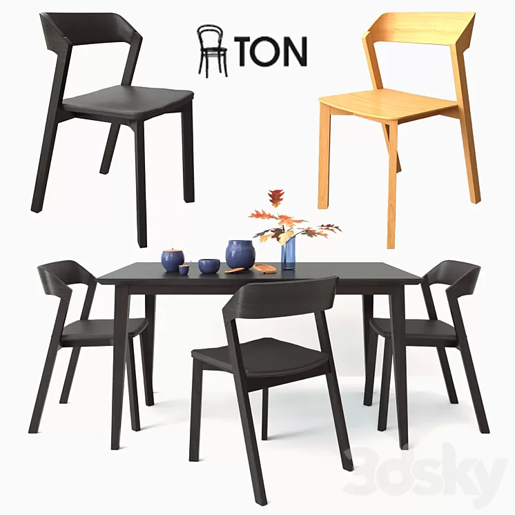 TON merano chair and jutland table 3D Model