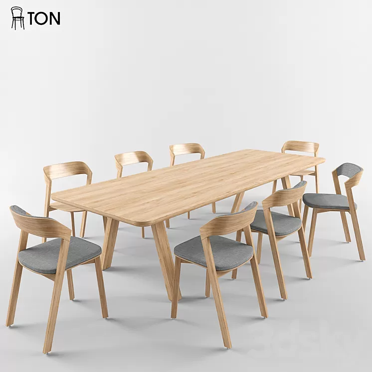 Ton Merano chair + Table stelvio 3D Model Ton Merano chair + Table stelvio 3D Model