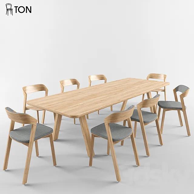 Ton Merano chair + Table stelvio 3DModel