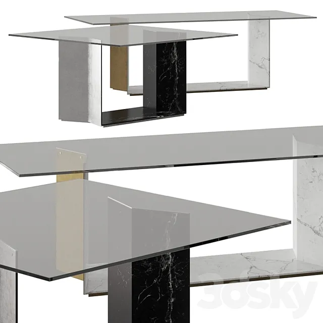 Tonelli Design T5 Stone Dinning Tables 3D Model