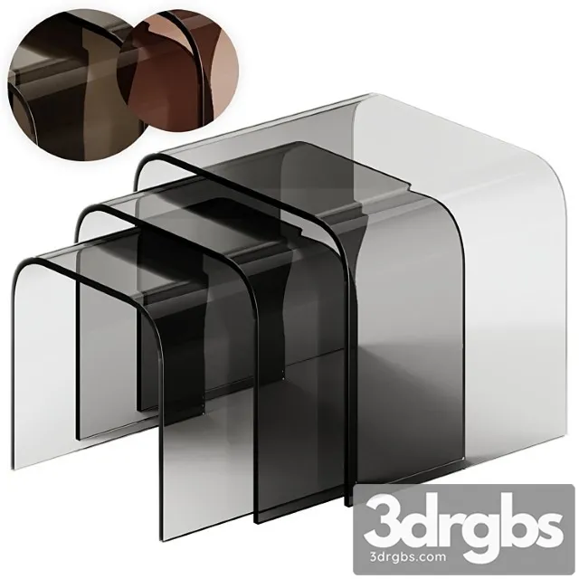 Tonin Casa Anemone Glass Coffee Tables Set 3D Model Download Tonin Casa Anemone Glass Coffee Tables Set 3D Model Download