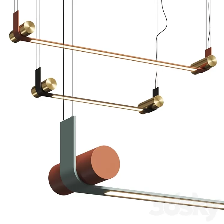 Tooy Nastro Linear Pendant Lamps 3D Model Tooy Nastro Linear Pendant Lamps 3D Model