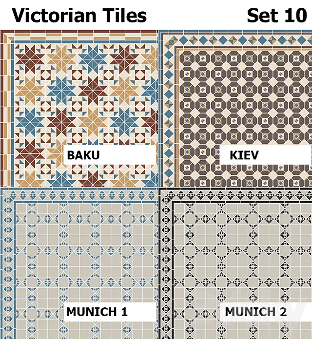 Topcer Victorian Tiles Set 10 3D Model Topcer Victorian Tiles Set 10 3D Model