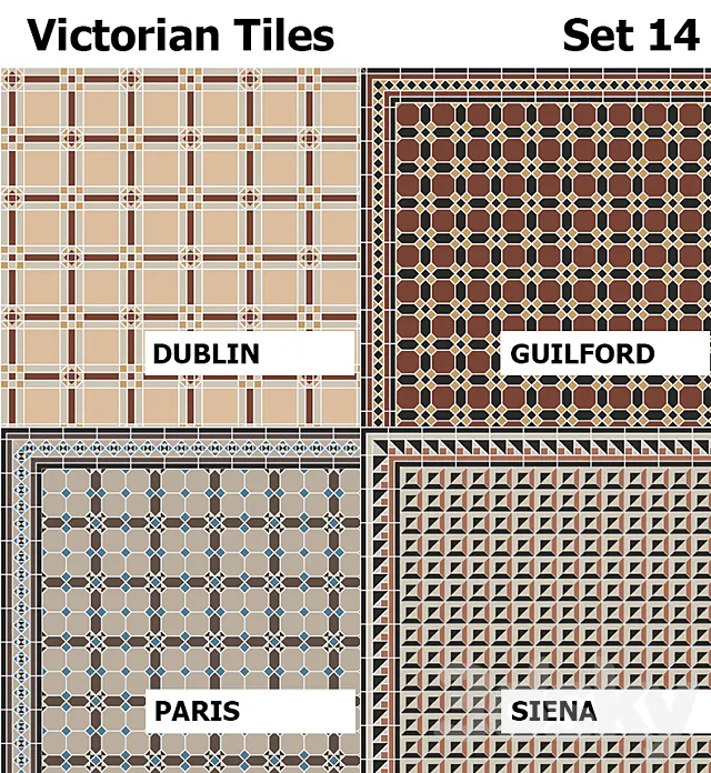 Topcer Victorian Tiles Set 14 3DModel Topcer Victorian Tiles Set 14 3DModel