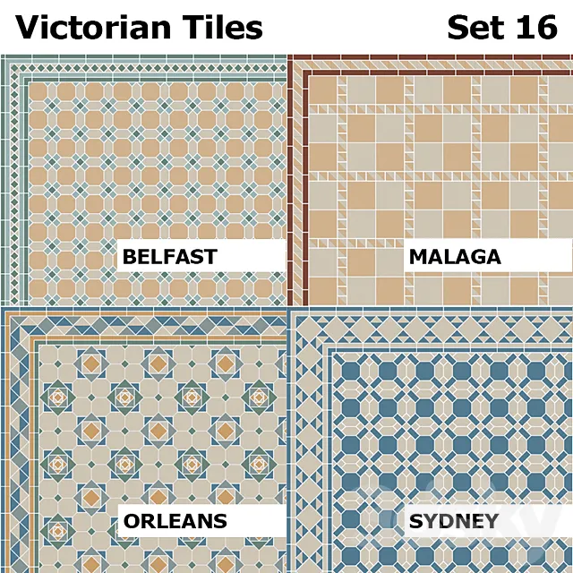 Topcer Victorian Tiles Set 16 3D Model Topcer Victorian Tiles Set 16 3D Model