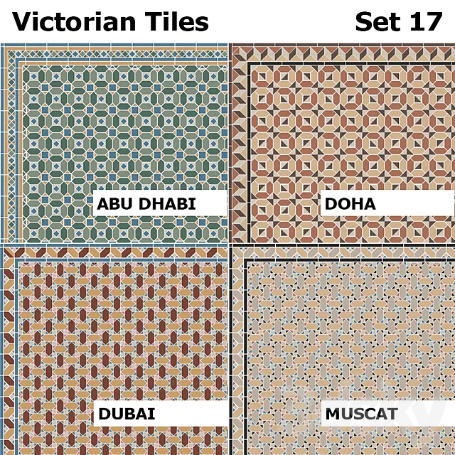 Topcer Victorian Tiles Set 17 3D Model Topcer Victorian Tiles Set 17 3D Model