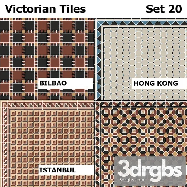 Topcer victorian tiles set 20 3D Model Download