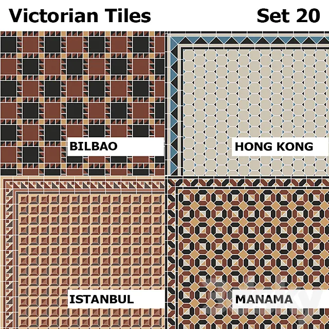 Topcer Victorian Tiles Set 20 3D Model Topcer Victorian Tiles Set 20 3D Model