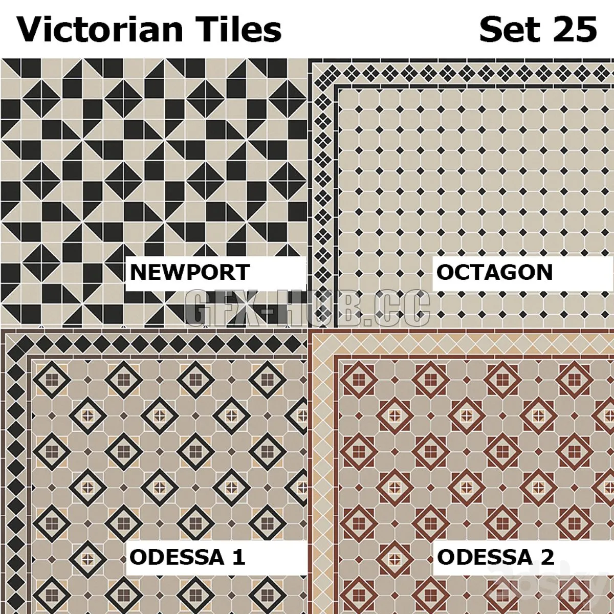 Topcer Victorian Tiles Set 25 3D Model Topcer Victorian Tiles Set 25 3D Model