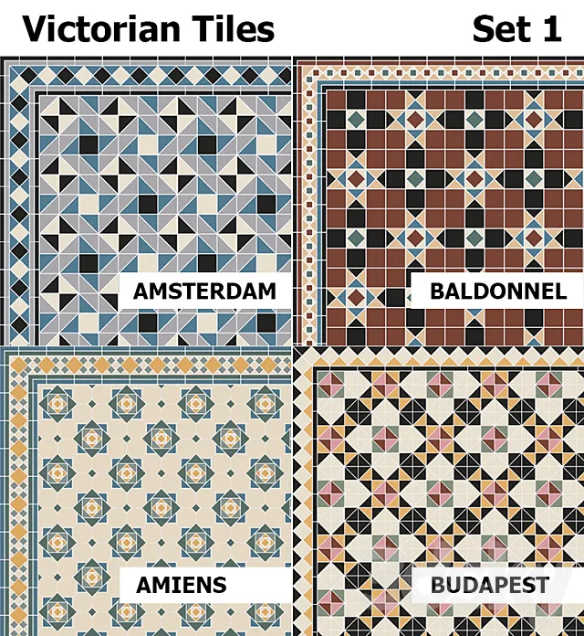 Topcer Victorian Tiles Set1 3D Model Topcer Victorian Tiles Set1 3D Model