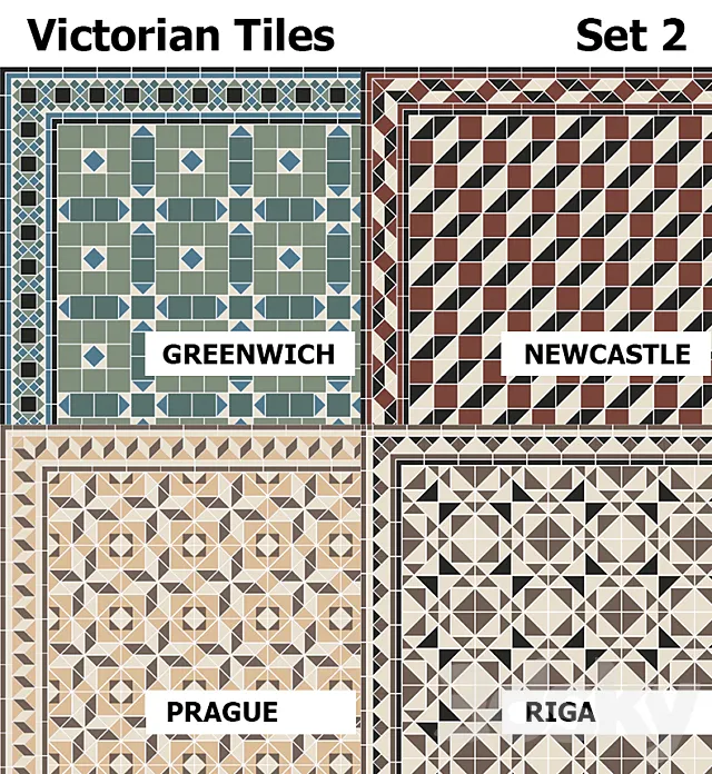 Topcer Victorian Tiles Set2 3D Model Topcer Victorian Tiles Set2 3D Model