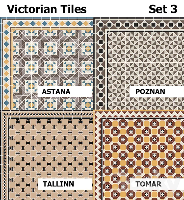 Topcer Victorian Tiles Set3 3D Model Topcer Victorian Tiles Set3 3D Model