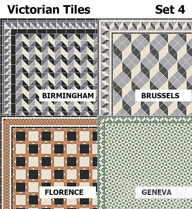 Topcer Victorian Tiles Set4 3D Model Topcer Victorian Tiles Set4 3D Model