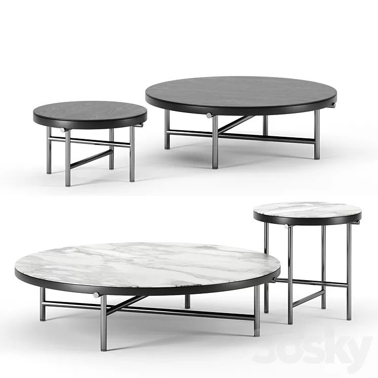 Torii coffee tables by Minotti set 2 3D Model Torii coffee tables by Minotti set 2 3D Model