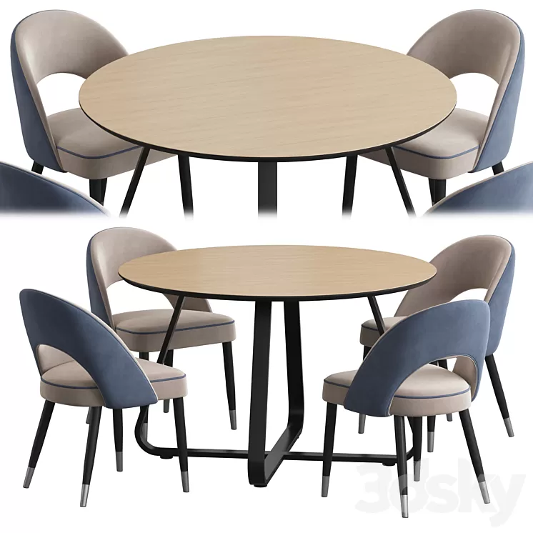 Toronto table Holly chair Dining set 3D Model Free Download
