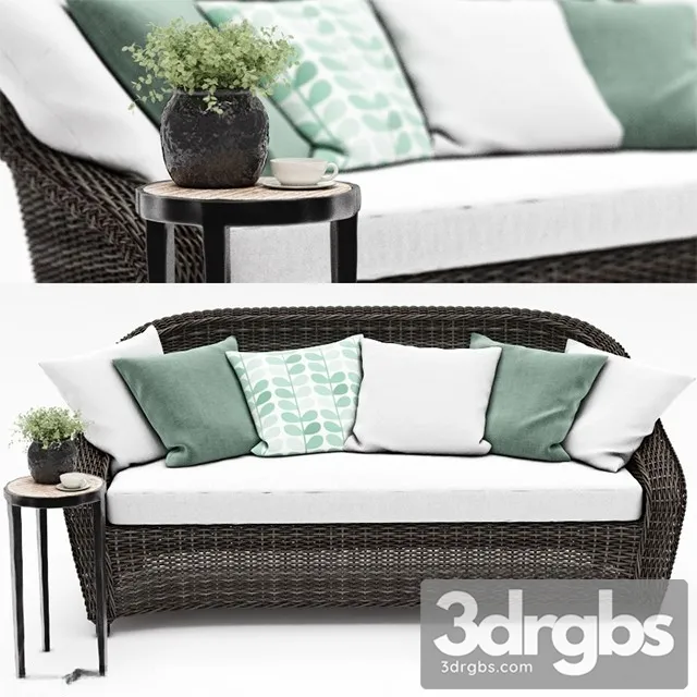 Torrey Weather Wicker Roll Sofa 3D Model Download