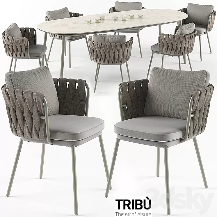 Tosca table & armchair set 3D Model