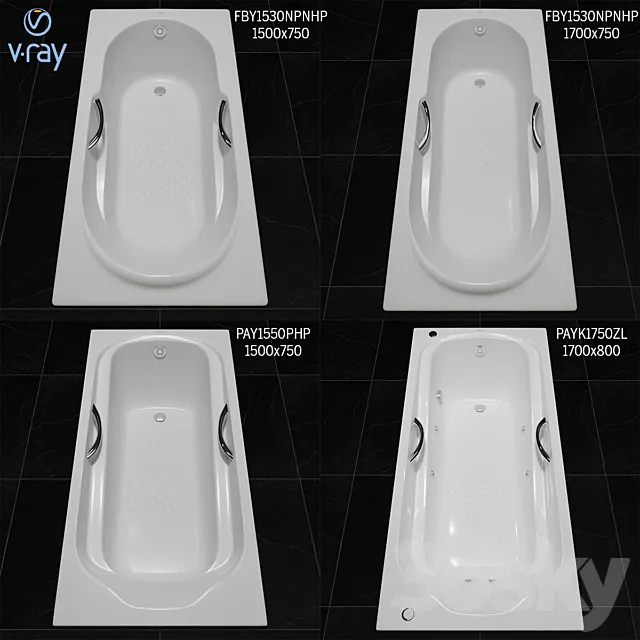 Toto Bathtub: Fby1530 Npnhp. Fby1720 Np. Pay1550 Php. Payk1750 Zlrhpe 3DModel