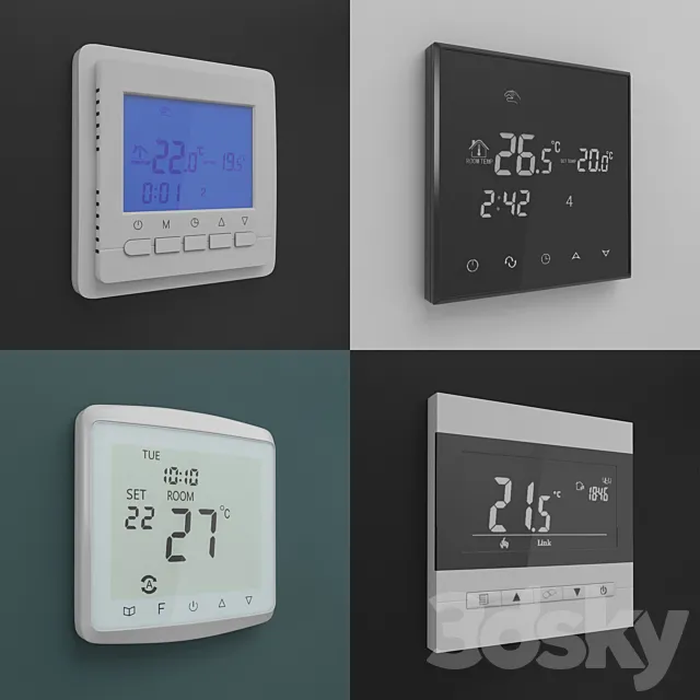 Touch Screen Thermostats 3D Model Touch Screen Thermostats 3D Model