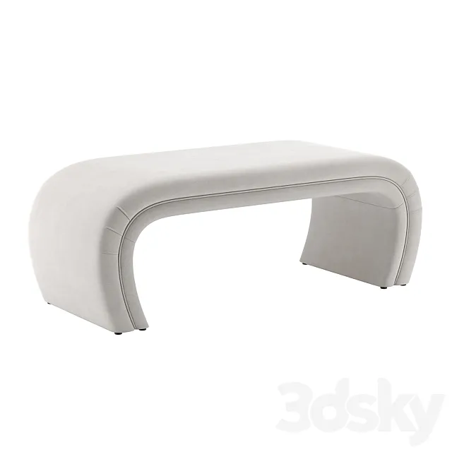 TOV Kenya Light Gray Velvet Bench 3DModel TOV Kenya Light Gray Velvet Bench 3DModel