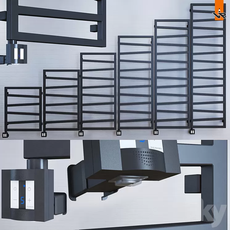 Towel dryer Terma Zigzag Metallic Black 3D Model Towel dryer Terma Zigzag Metallic Black 3D Model