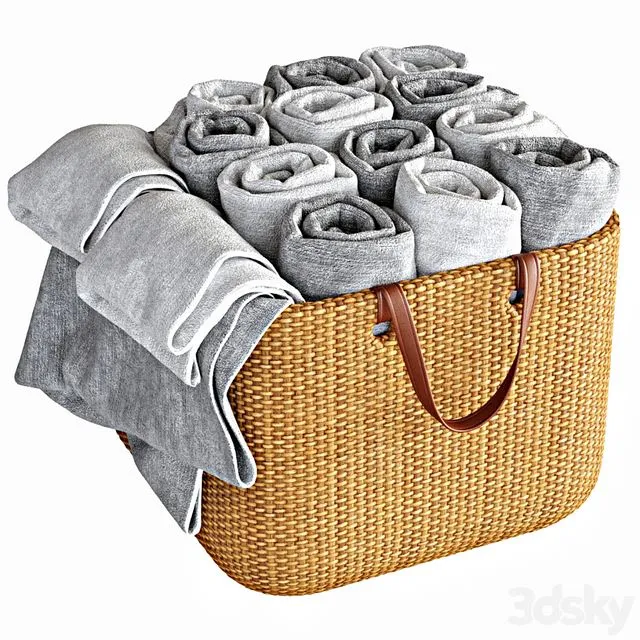 Towel Set 1 (in a basket) 3D Model