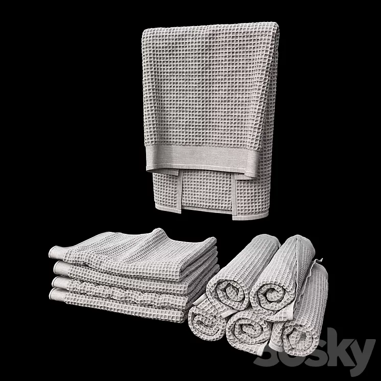 towels waffle set 3D Model