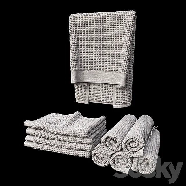 towels waffle set 3DModel