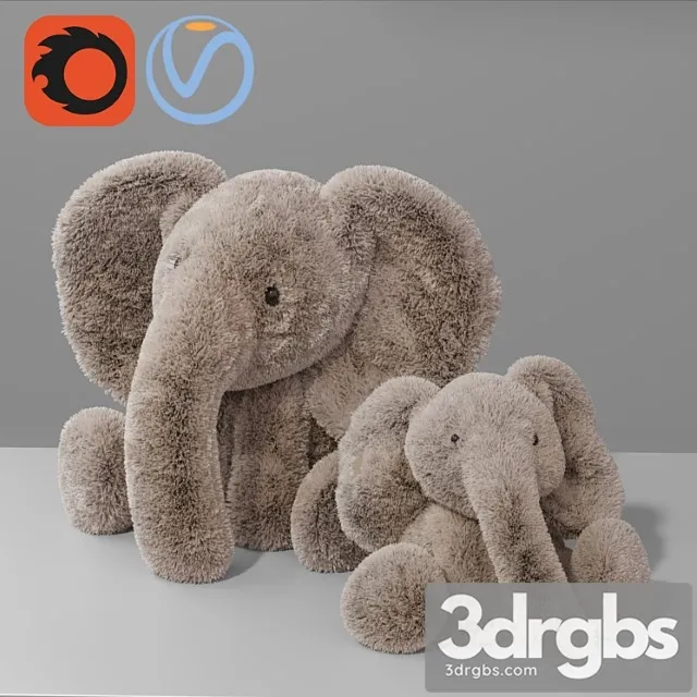 Toy Baby Elephant Plush Toy For Kid 3D Model Download