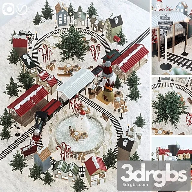Toy Christmas Village 3D Model Download