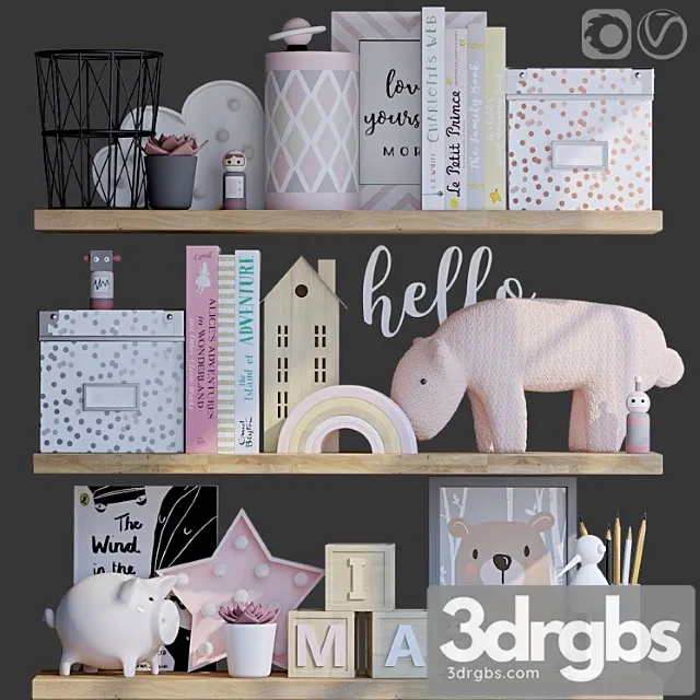 Toy Decorative Set For Baby Girl 3D Model Download